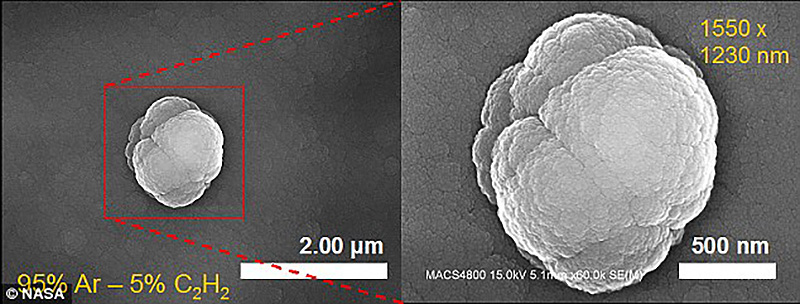 Partícula de polvo estelar reproducida por técnicos de la NASA. Foto: NASA